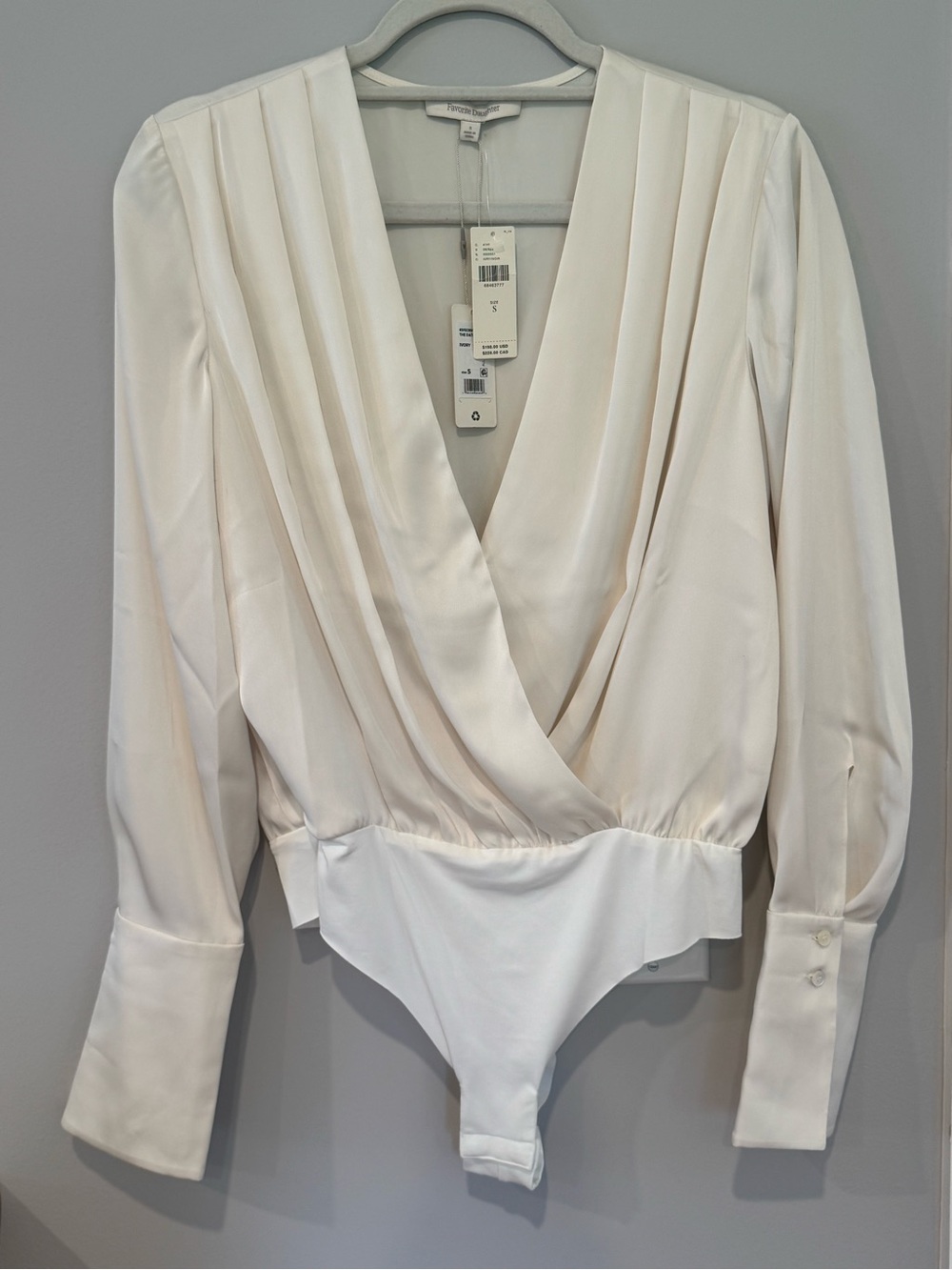 Favorite Daughter Anthropologie The Date Blouse  Bodysuit in Ivory-Small NWT